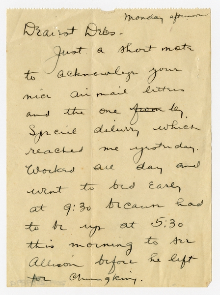 Image: correspondence: Harold M. Bixby to Debby Bixby