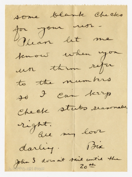 Image: correspondence: Harold M. Bixby to Debby Bixby