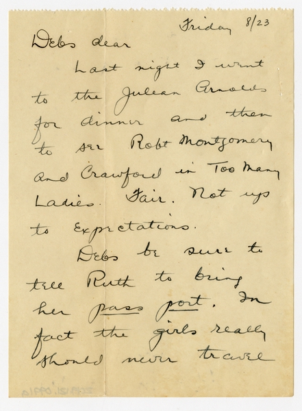 Image: correspondence: Harold M. Bixby to Debby Bixby