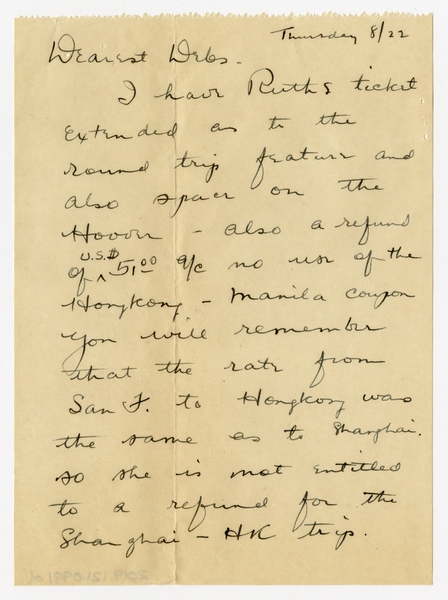 Image: correspondence: Harold M. Bixby to Debby Bixby