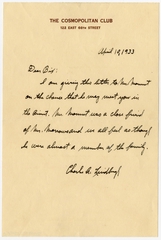 Image: correspondence: Charles A. Lindbergh to Harold M. Bixby