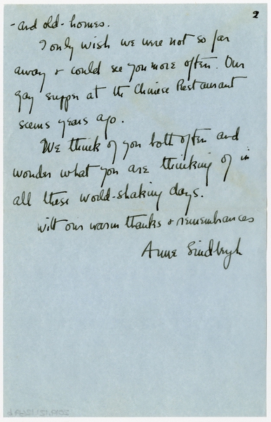 Image: correspondence: Anne Lindbergh to Debby Bixby