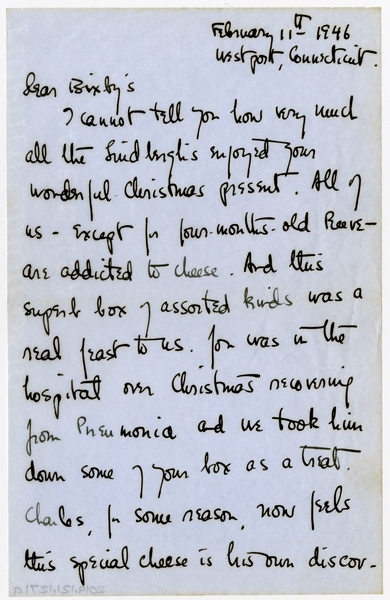 Image: correspondence: Anne Lindbergh to Harold and Debby Bixby