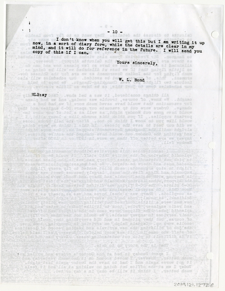 Image: correspondence: William L. Bond to Harold Bixby [photocopy]