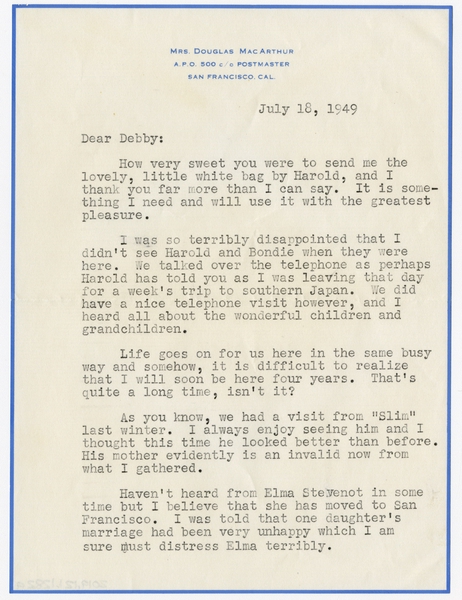 Image: correspondence: Jean MacArthur to Debby Bixby