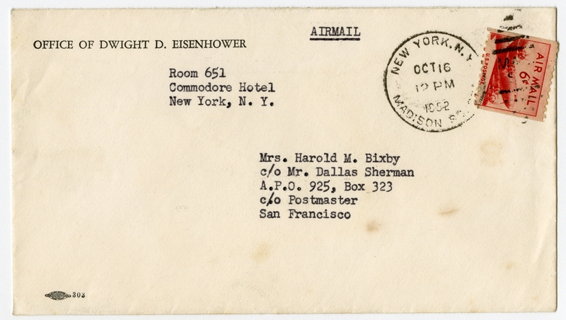 Image: correspondence: Dwight D. Eisenhower and Debby Bixby