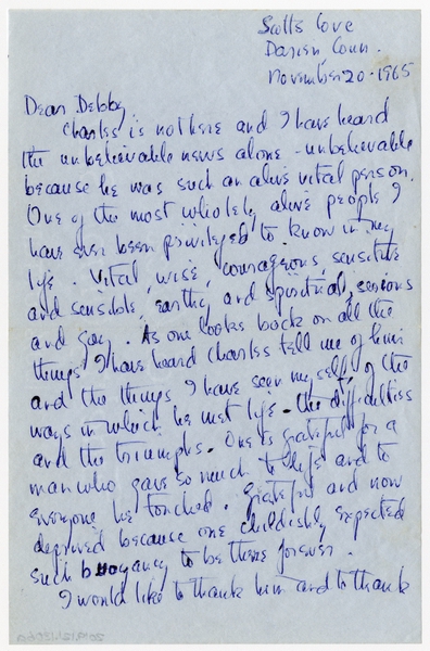 Image: correspondence: Anne Morrow Lindbergh to Debby Bixby