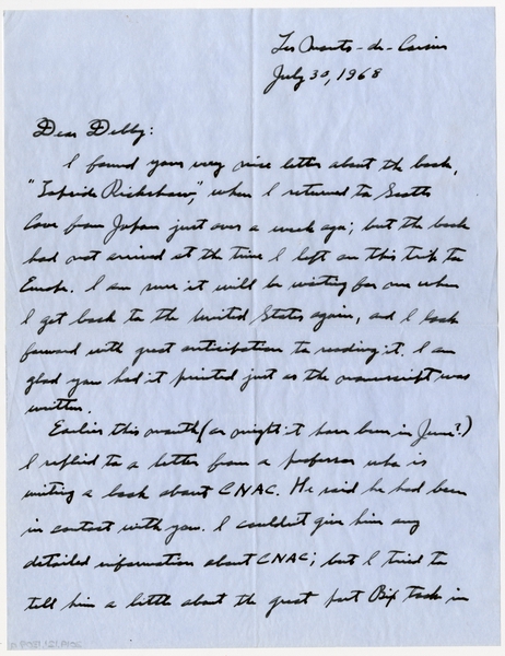 Image: correspondence: Charles A. Lindbergh to Debby Bixby