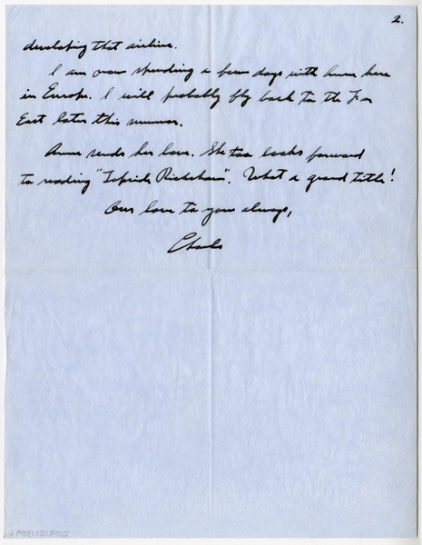 Image: correspondence: Charles A. Lindbergh to Debby Bixby