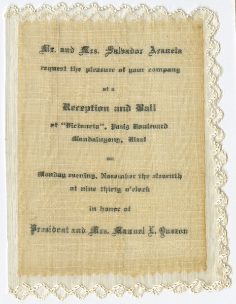 Image: event presentation card: Inauguration of Manuel Quezon, President of the Philippines