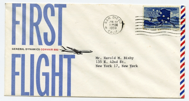 Airmail flight cover: General Dynamics, first flight, Convair 880