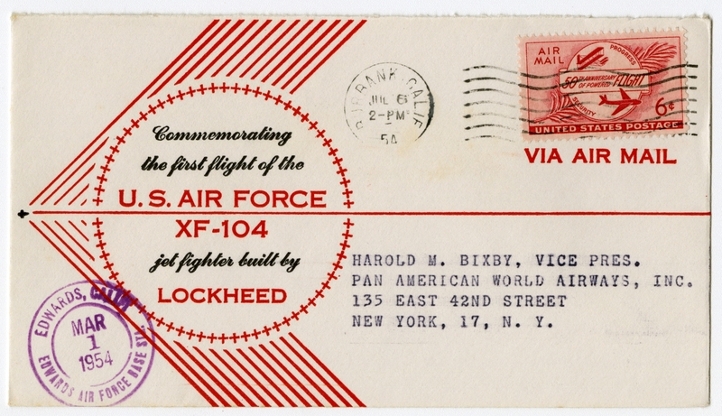 Image: airmail flight cover: U.S. Air Force, Lockheed XF-104
