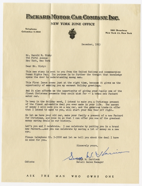 Image: airmail flight cover: first day of issue, United Nations Human Rights Day