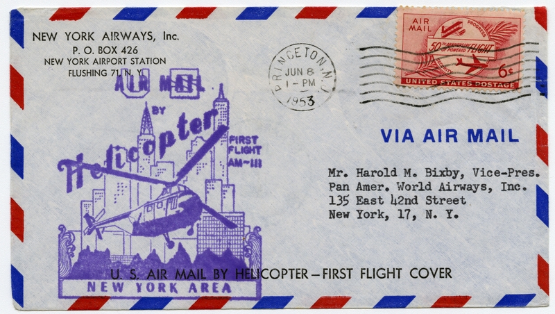 Image: airmail flight cover: New York Airways, first flight, AM-111