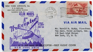 Image: airmail flight cover: New York Airways, first flight, AM-111