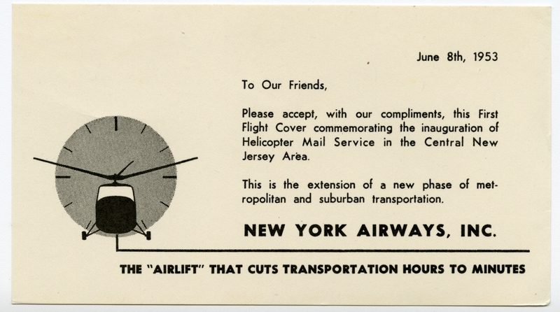 Image: airmail flight cover: New York Airways, first flight, AM-111