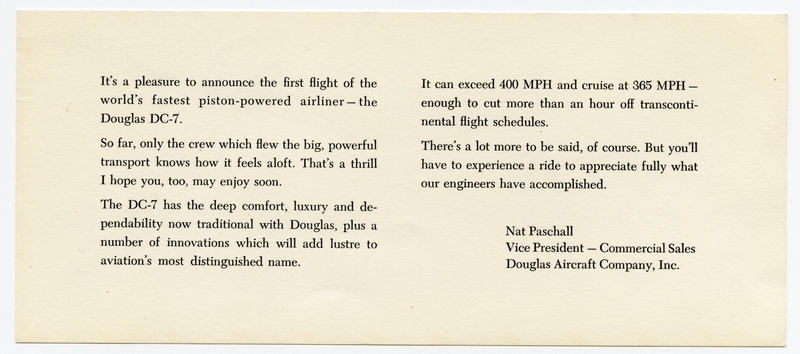 Image: airmail flight cover: Douglas Aircraft Company, first flight, Douglas DC-7
