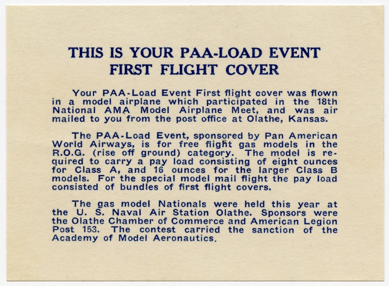 Image: airmail flight cover: Pan American World Airways, 18th National AMA Model Airplane Meet