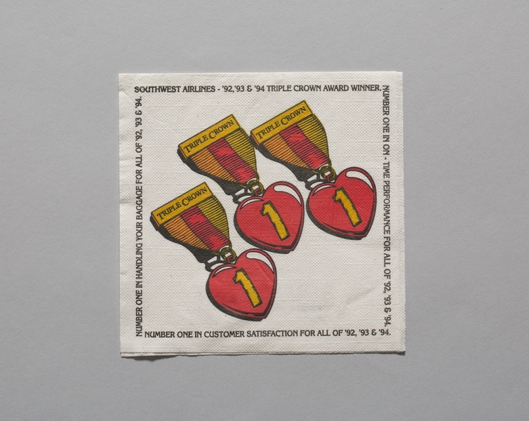 Image: cocktail paper napkin: Southwest Airlines