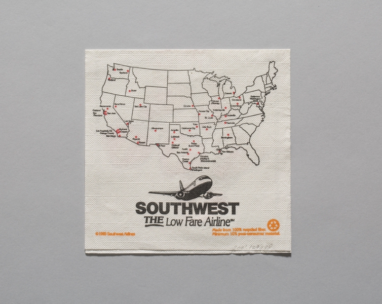 Image: cocktail paper napkin: Southwest Airlines