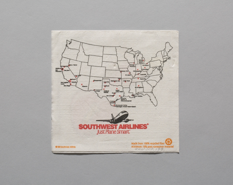 Image: cocktail paper napkin: Southwest Airlines