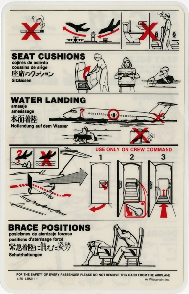 Image: safety information card: Air Wisconsin, BAC One-Eleven