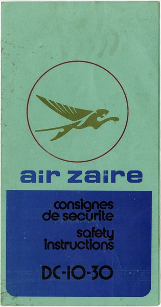 Image: safety information card: Air Zaire, McDonnell Douglas DC-10-30