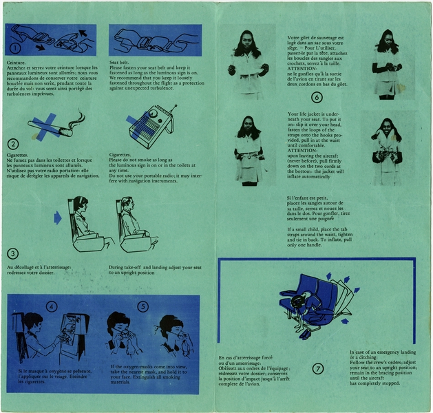 Image: safety information card: Air Zaire, McDonnell Douglas DC-10-30