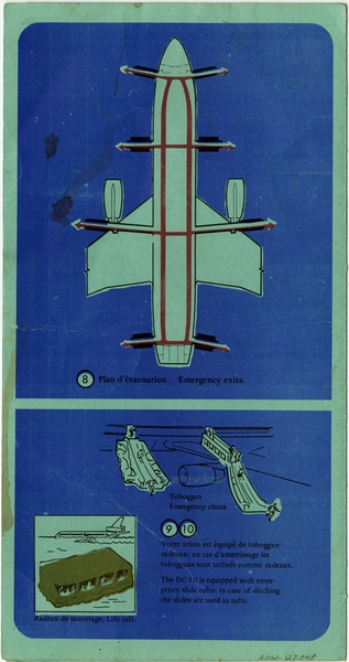 Image: safety information card: Air Zaire, McDonnell Douglas DC-10-30