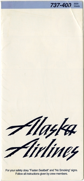 Image: safety information card: Alaska Airlines, Boeing 737-400