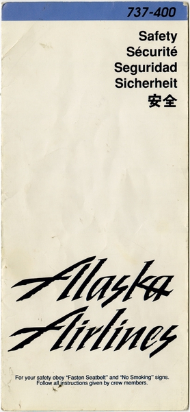 Image: safety information card: Alaska Airlines, Boeing 737-400
