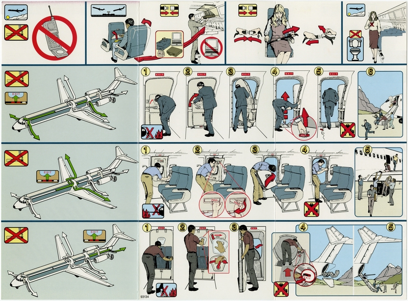 Image: safety information card: Alaska Airlines, McDonnell Douglas MD-80