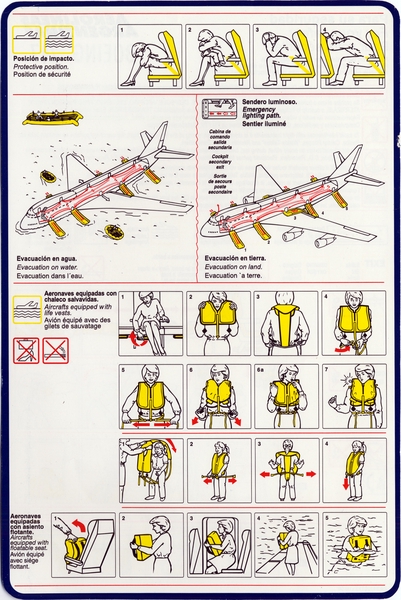 Image: safety information card: Aerolineas Argentinas, Boeing 747