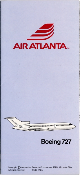 Image: safety information card: Air Atlanta, Boeing 727