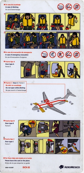 Image: safety information card: AeroMexico, Douglas DC-9-32