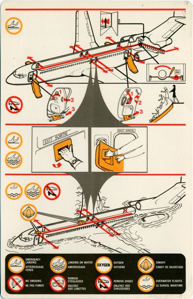 Image: safety information card: Air Canada, Boeing 727