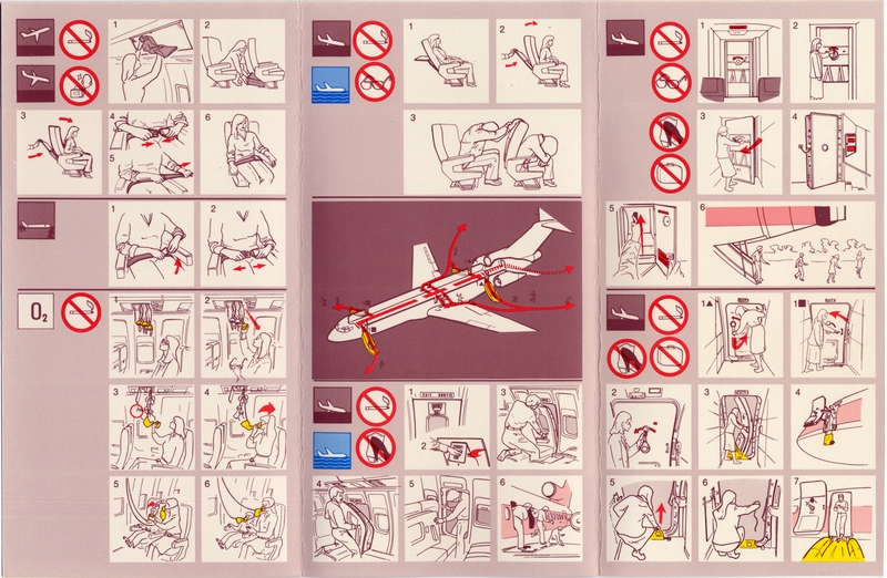 Image: safety information card: Air Canada, Boeing 727