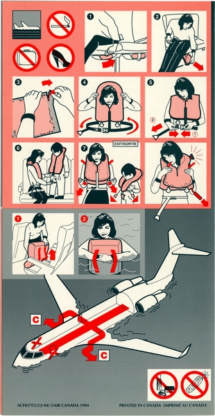 Image: safety information card: Air Canada, Canadair CL-65