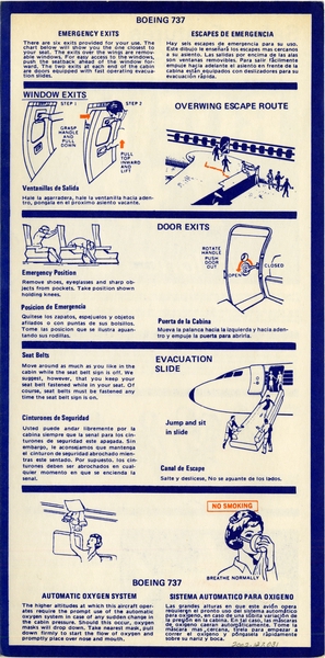 Image: safety information card: Air Florida, Boeing 737