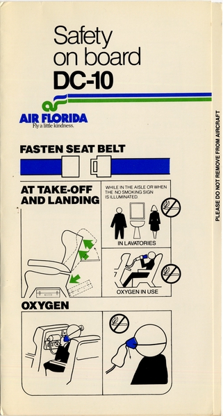 Image: safety information card: Air Florida, McDonnell Douglas DC-10
