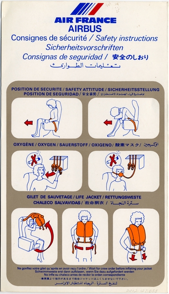 Image: safety information card: Air France, Airbus