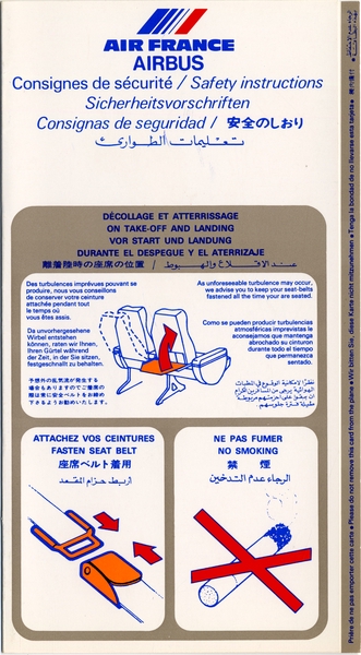 Image: safety information card: Air France, Airbus