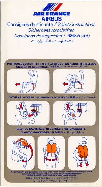 Image: safety information card: Air France, Airbus