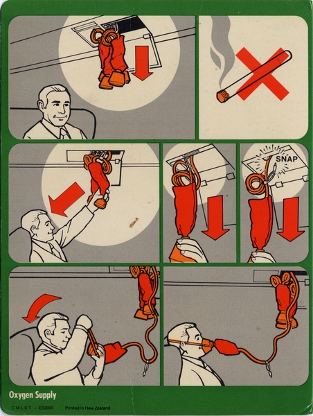 Image: safety information card: Air New Zealand, Boeing 747