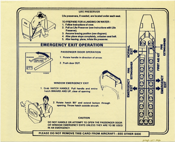 Image: safety information card: Air South, Fairchild (Swearingen) Metro III