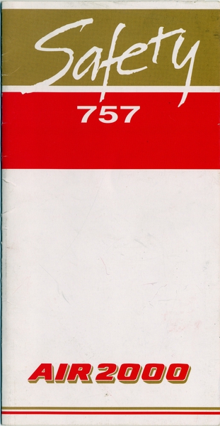 Image: safety information card: Air 2000, Boeing 757
