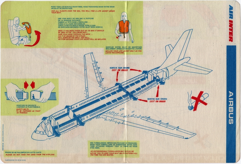 Image: safety information card: Air Inter, Airbus