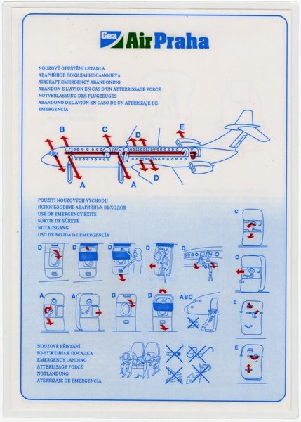 Image: safety information card: Air Praha, Ilyushin Il-62