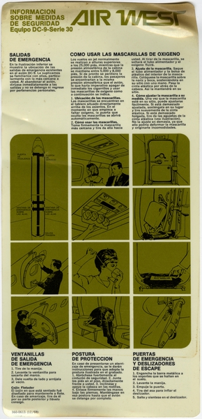 Image: safety information card: Air West, Douglas DC-9-30