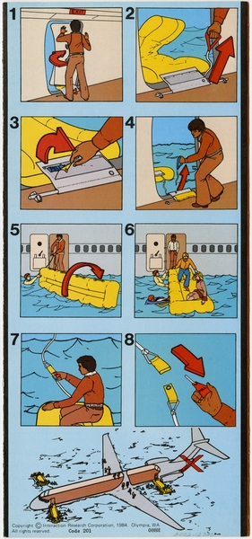Image: safety information card: Alaska Airlines, McDonnell Douglas MD-83